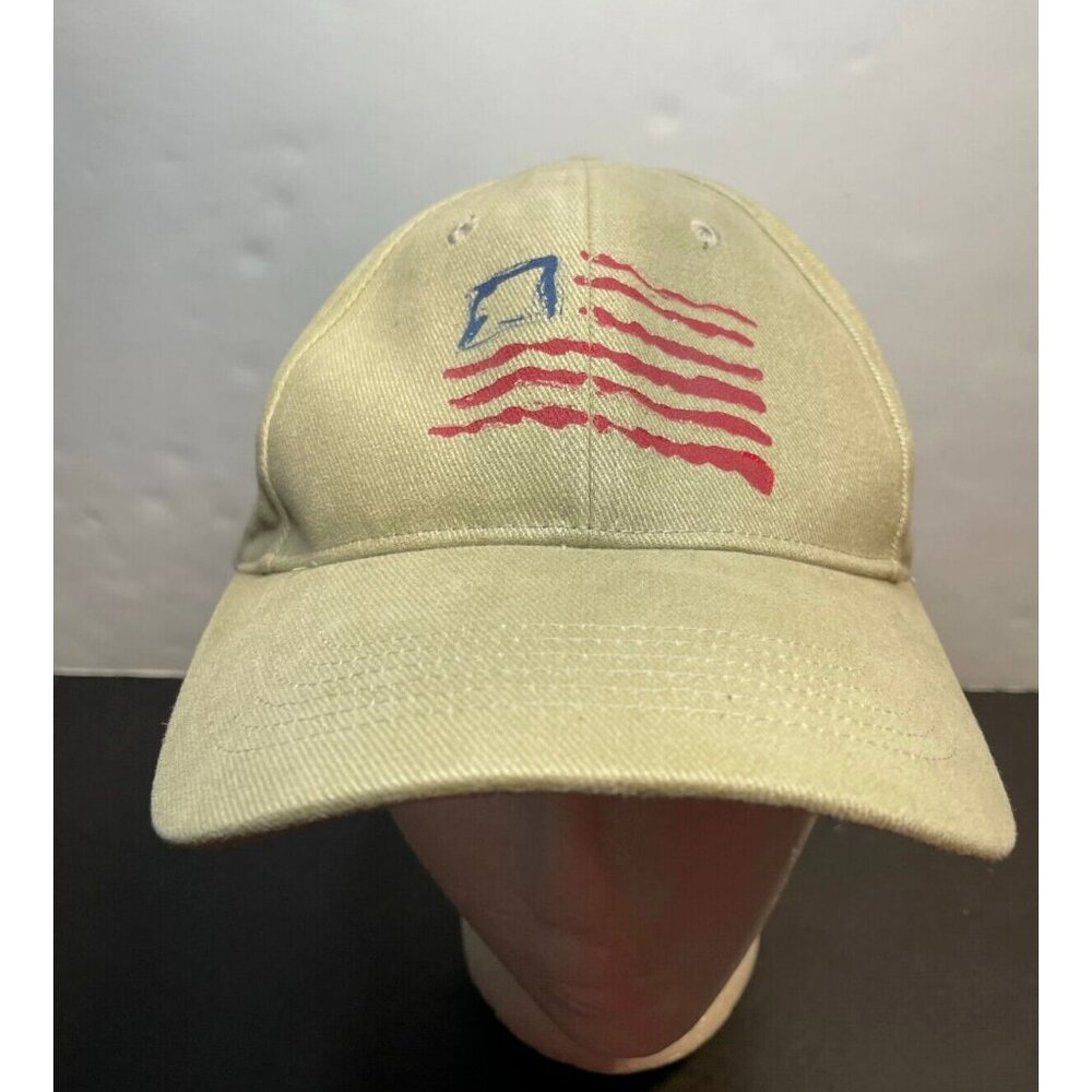 USA Flag hat cap strap 7 1/2" anvil brown